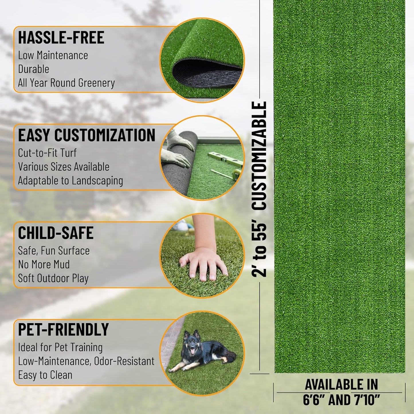 Astarin Artificial Grass Outdoor Runner Rug 2'7" x 10' – Waterproof Astro Turf with Drainage Holes – Patio & Lawn Decoration, Easy-Clean Dog Grass Mat