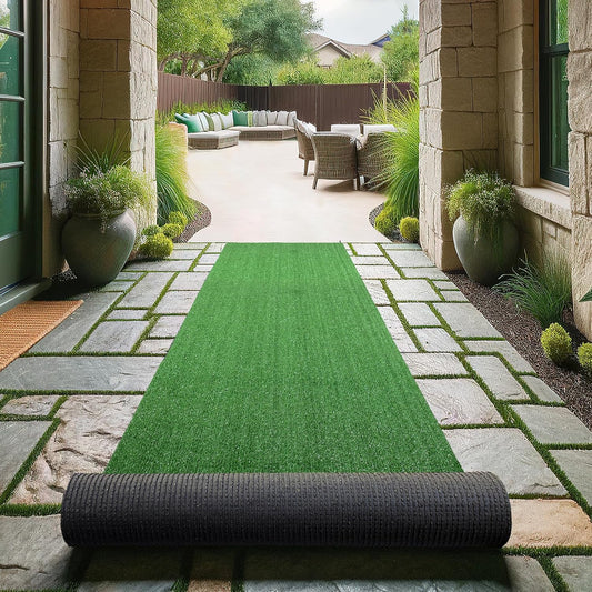 Astarin Artificial Grass Outdoor Runner Rug 2'7" x 10' – Waterproof Astro Turf with Drainage Holes – Patio & Lawn Decoration, Easy-Clean Dog Grass Mat